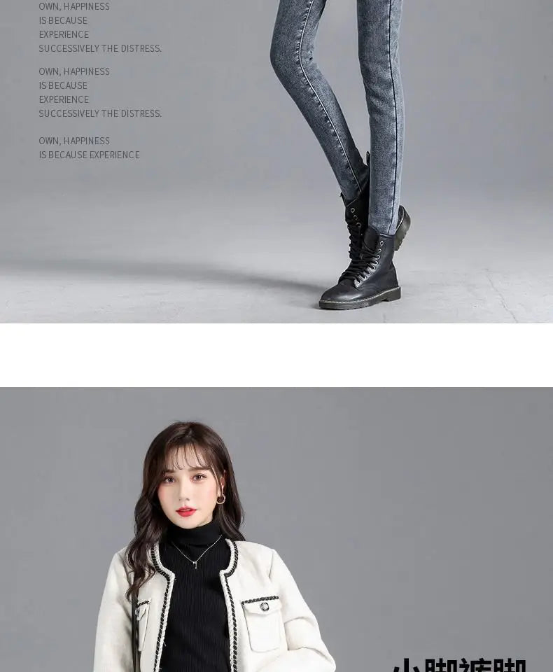Women jeans Thick Velvet High Waist Skinny Jeans Jeans Winter Warm Plush Stretch Snow Jeans Lady Denim Pants women Trousers