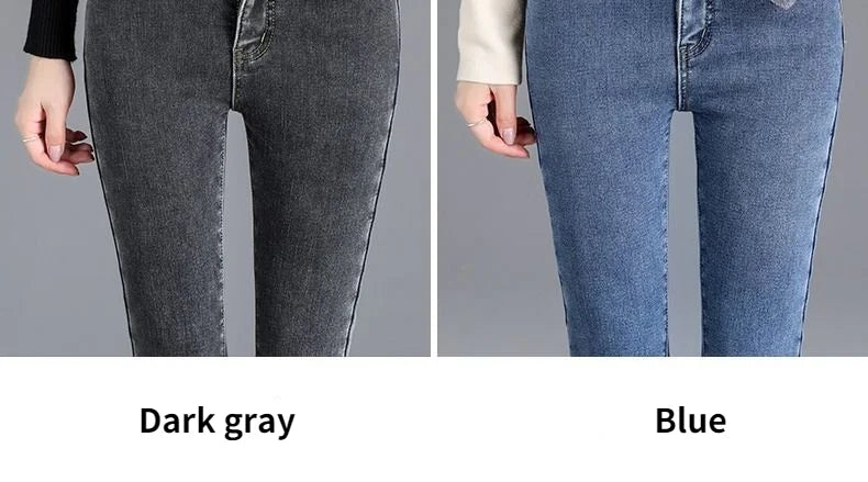Women jeans Thick Velvet High Waist Skinny Jeans Jeans Winter Warm Plush Stretch Snow Jeans Lady Denim Pants women Trousers