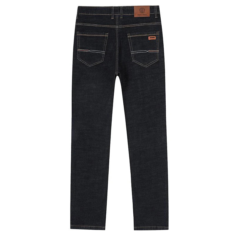 2025 Men Fashion Daily Casual Loose Straight Leg Jeans Male Business Slim Fit Elasticity Denim Pants Blue Black Trousers