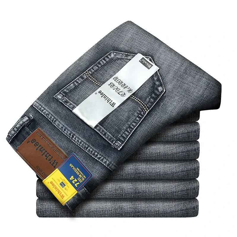 2026 Top Brand Washed Jeans Trousers Four Season Men's High Quality Jeans Business Casual High Waist Denim Pants