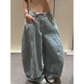 Women's Blue Jeans Hip-hop Fashion Vintage Streetwear Y2K Wide Leg Straight Jean High Waist Trouser Classic Baggy Denim Pants