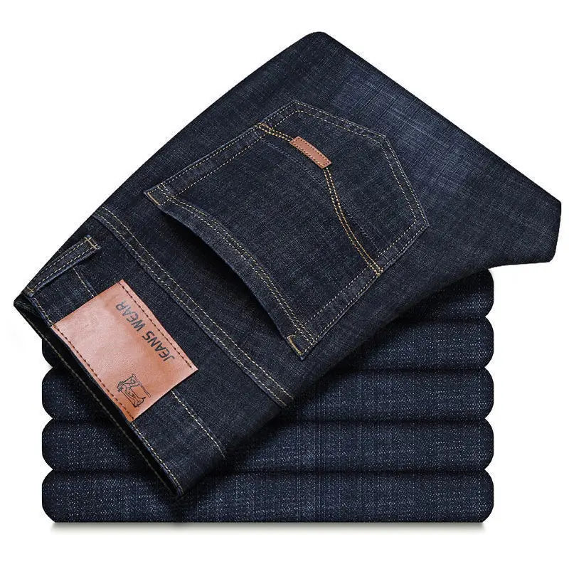 2026 JEAN New Business Men's Jeans Casual Straight Stretch Fashion Classic Blue Black Work Denim Trousers Male Brand Clothing