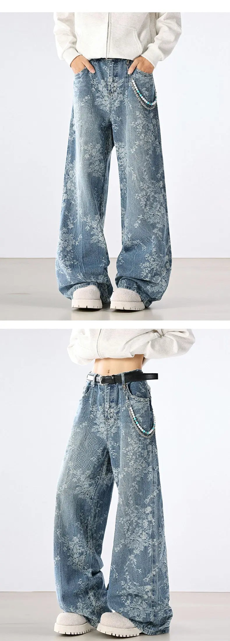 Jeans Men Wide Leg Jeans Male Loose Straight Embroidery Denim Pants Autumn Harajuku Vintage Jean Trousers Streetwear Clothes New