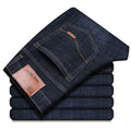 JEAN New Business Men's Jeans Casual Straight Stretch Fashion Classic Blue Black Work Denim Trousers Male Brand Clothing