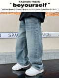 Boy's fashionable street-wear versatile and stylish loose jeans, casual long pants for daily wear