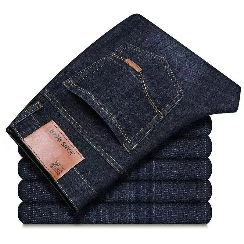 2026 JEAN New Business Men's Jeans Casual Straight Stretch Fashion Classic Blue Black Work Denim Trousers Male Brand Clothing