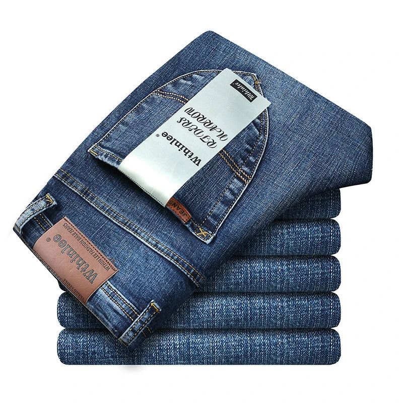 2026 Top Brand Washed Jeans Trousers Four Season Men's High Quality Jeans Business Casual High Waist Denim Pants
