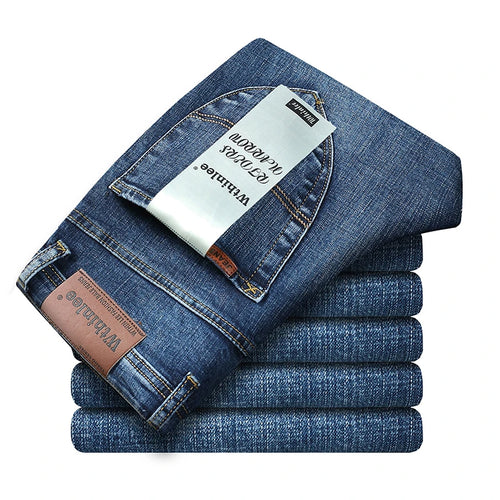 2026 Top Brand Washed Jeans Trousers Four Season Men's High Quality Jeans Business Casual High Waist Denim Pants